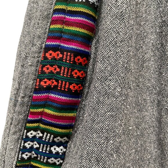 Nepal Womens Cotton Shorts Boho Festival Ethnic Trim Gray Summer Handmade L - Picture 7 of 10